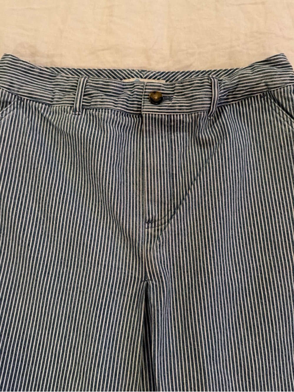 Boden Blue and White Pinstripe Midi Skirt